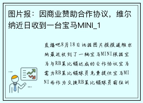 图片报：因商业赞助合作协议，维尔纳近日收到一台宝马MINI_1